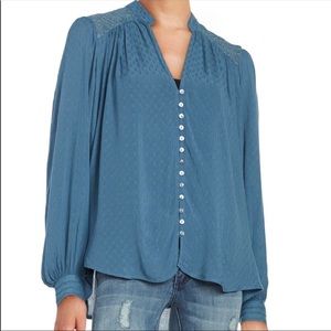 💙 Free People Flowy Embellished High Low Blouse